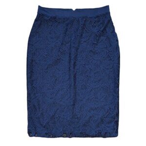 💠 George Lace Pencil Skirt Womens Size 4 Blue Classic Over Knee